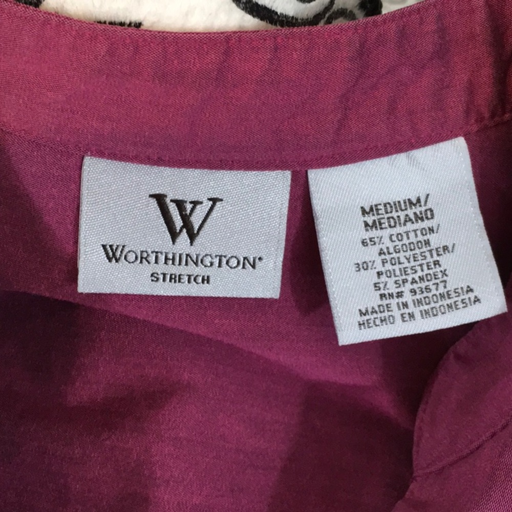 Worthington Stretch Button Up Ruffle Blouse - Picture 2 of 2